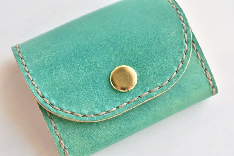画像2: ブルーグリーンのボックス型小銭入れ (2)