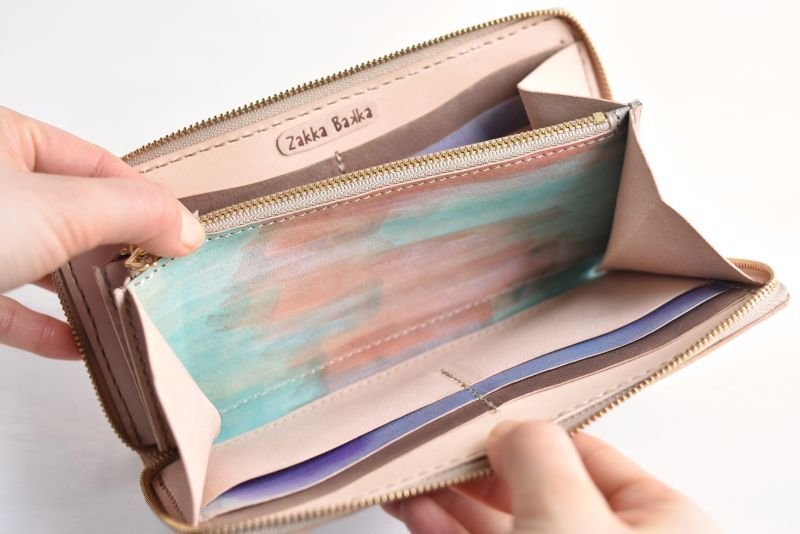 画像7: あずき色 （ラウンドファスナー長財布） (7)