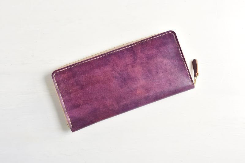 画像4: あずき色 （ラウンドファスナー長財布） (4)
