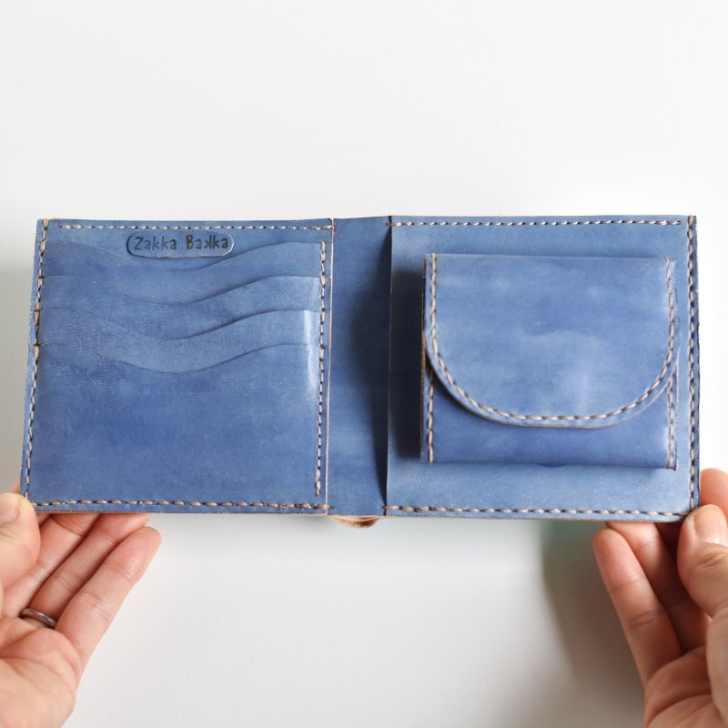 画像5: 「空色」の二つ折り財布（小銭入れボックス型） (5)