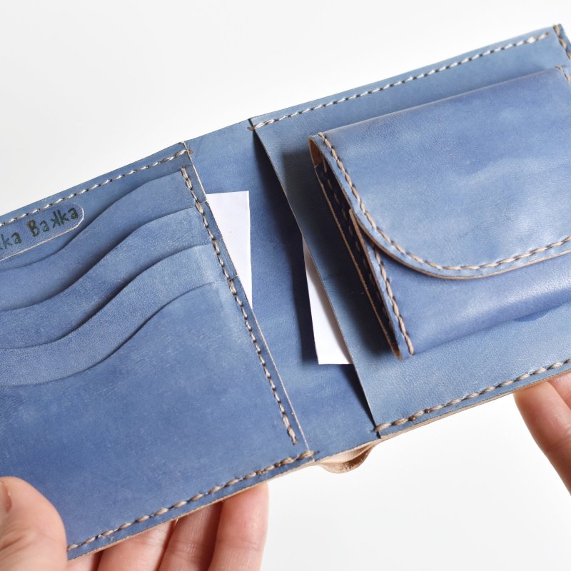 画像6: 「空色」の二つ折り財布（小銭入れボックス型） (6)