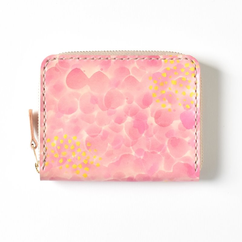 画像1: 桜とミモザ（ラウンドファスナー小銭入れ） (1)