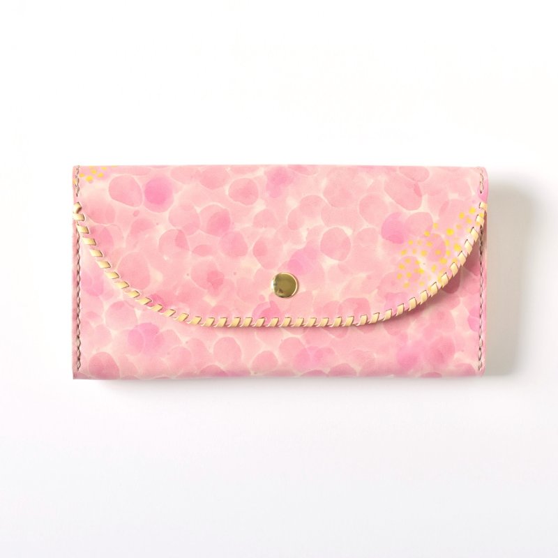 画像1: 桜とミモザ（三つ折り長財布） (1)